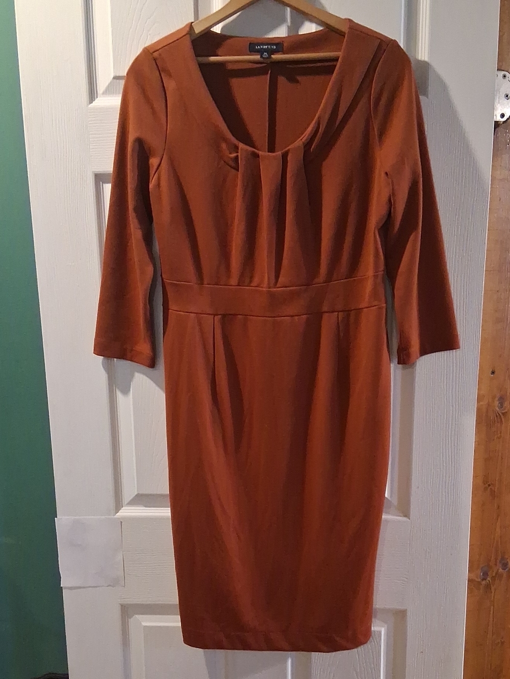 Lands' End Rust Scoop Neck Midi Dress